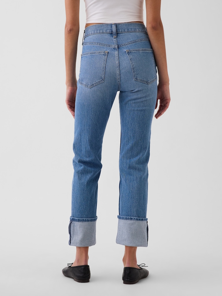 High Rise Cuffed '90s Slim Straight Jeans