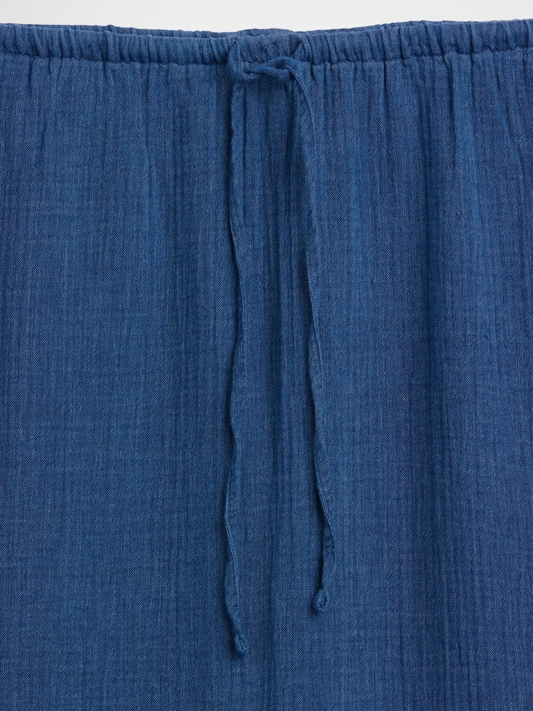 Cotton Gauze Denim Tiered Easy Maxi Skirt