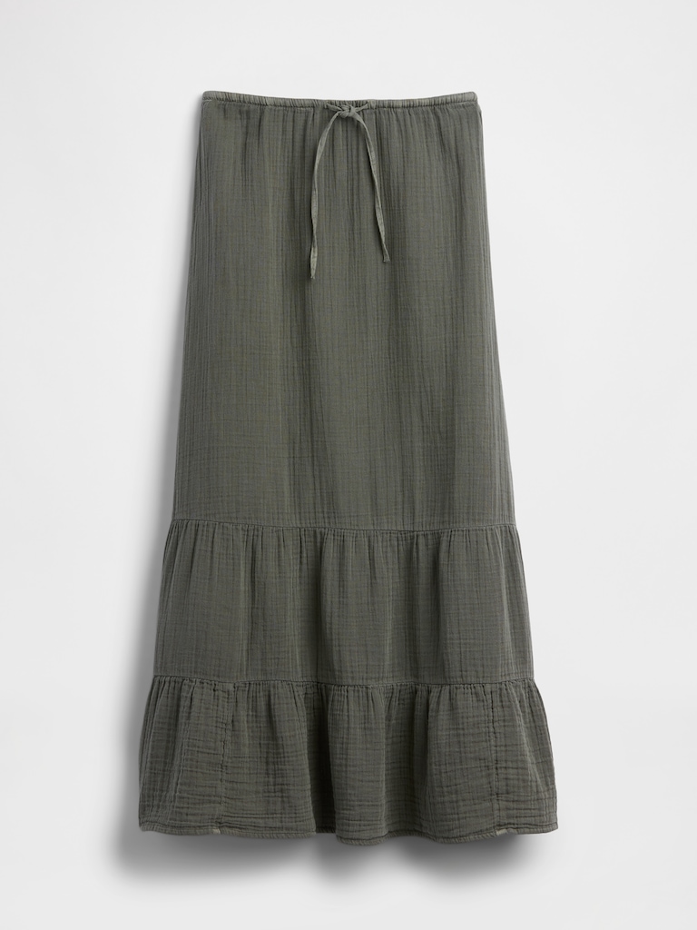 Cotton Gauze Tiered Easy Maxi Skirt