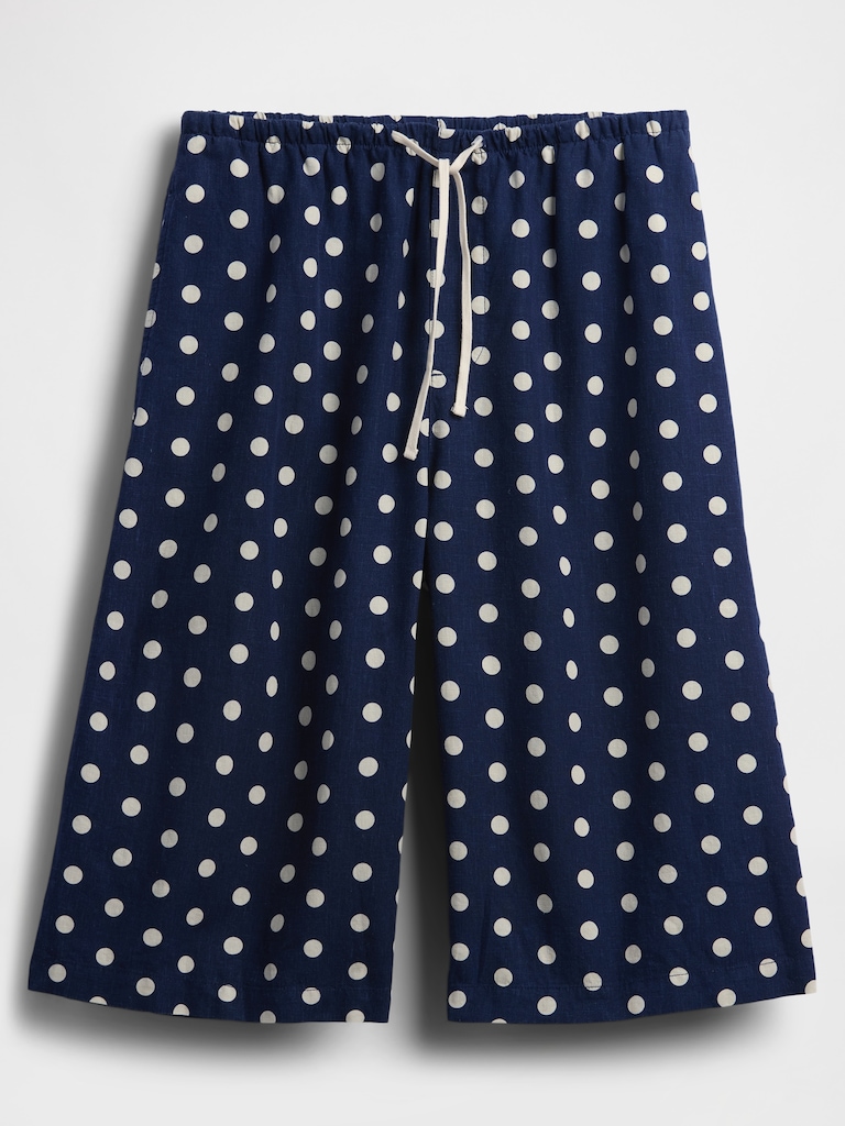 Linen-Blend Relaxed Easy Culotte Pants