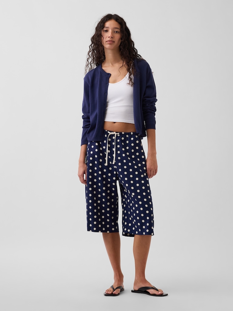 Linen-Blend Relaxed Easy Culotte Pants
