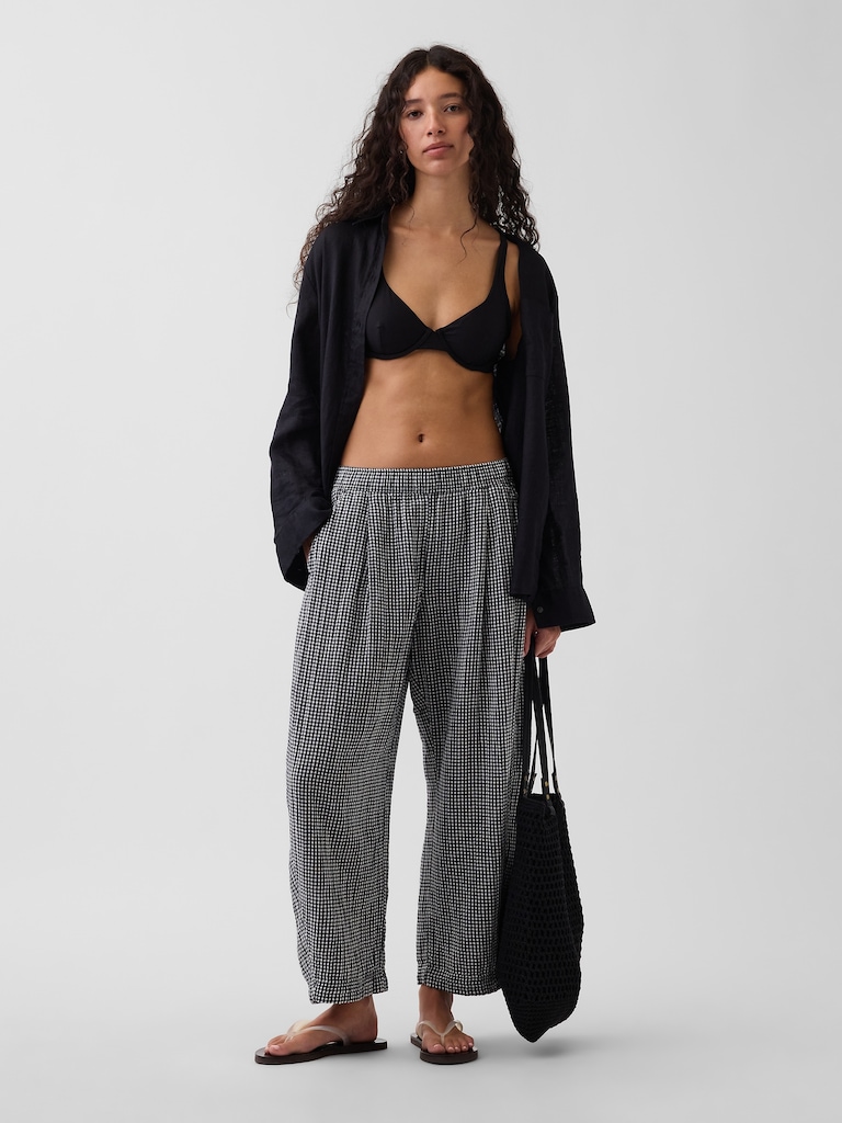 Cotton Gauze Easy Barrel Pants