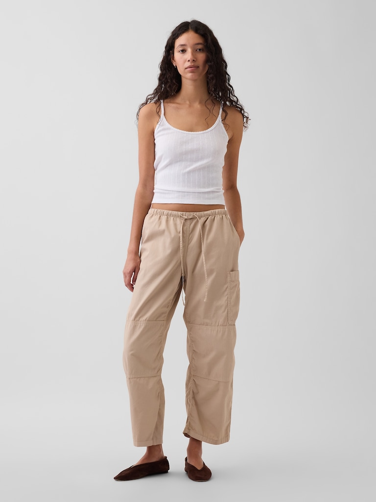 Mid Rise Twill Easy Barrel Utility Pants