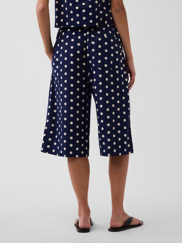 Linen-Blend Relaxed Easy Culotte Pants