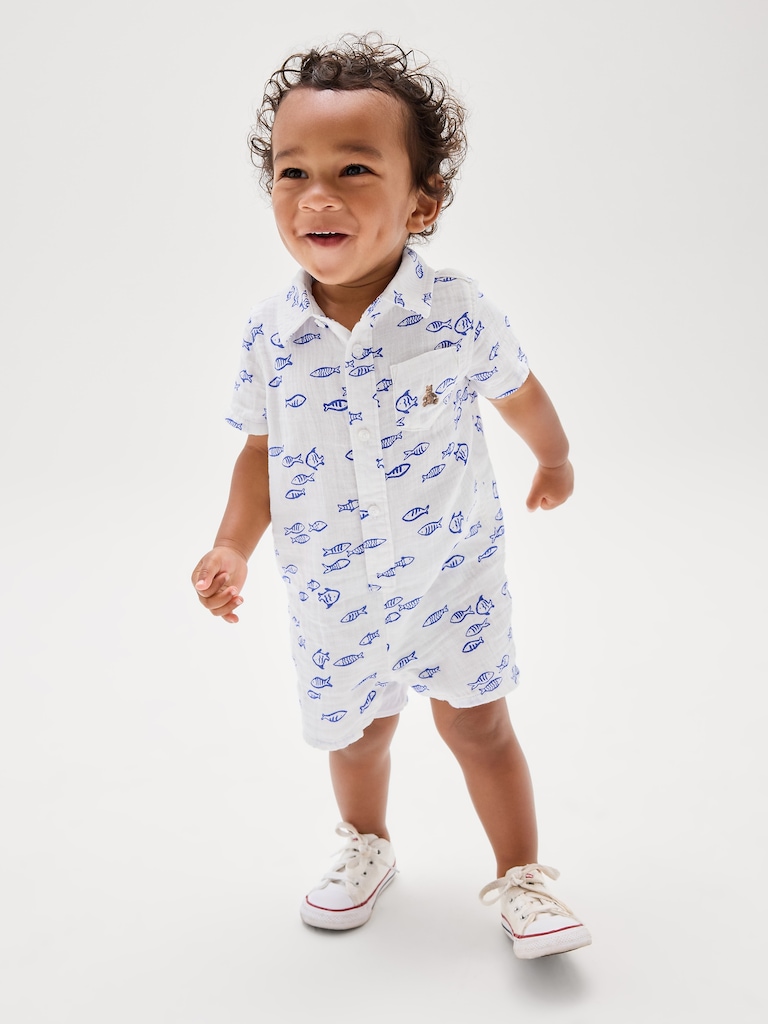 Baby Brannan Bear Print Romper