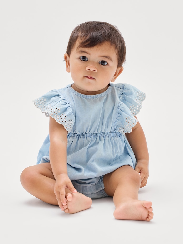 Baby Eyelet Chambray Romper