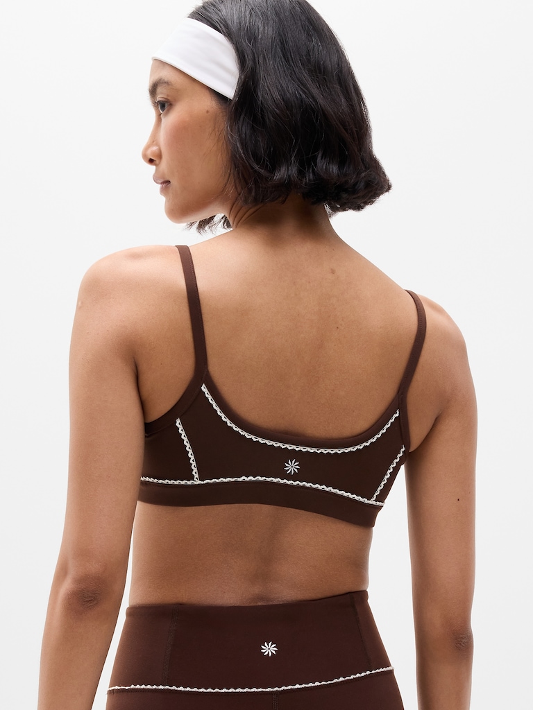 Square Neck Picot Sports Bra A-C