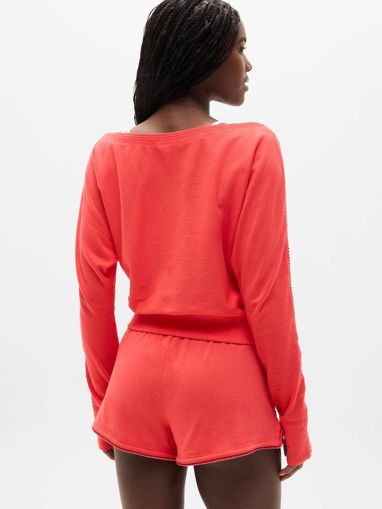 Airy Cotton Terry Boatneck Picot Sweatshirt