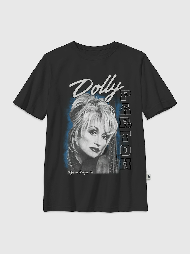 Kids Dolly Parton Guitar Portrait Oversized Graphic T-Shirt