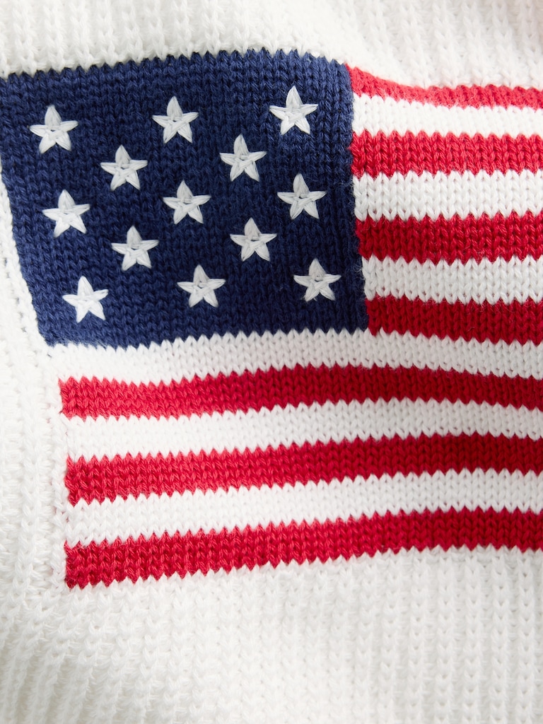 100% Cotton Oversized Americana Crop Sweater