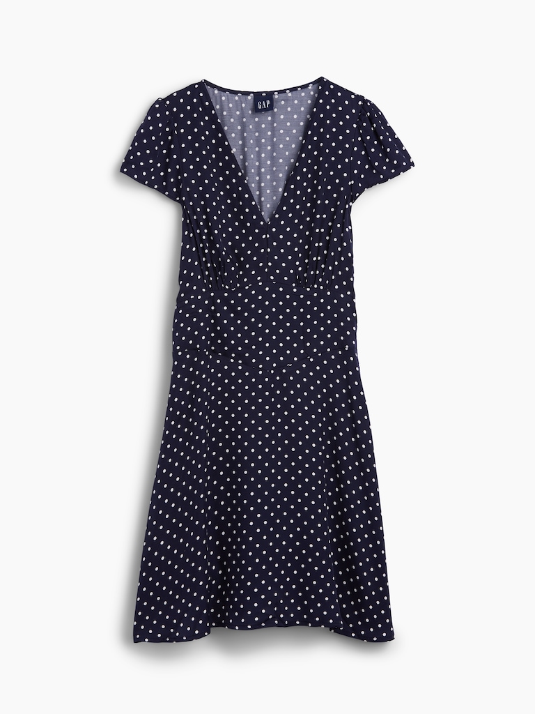 V-Neck Print Mini Dress