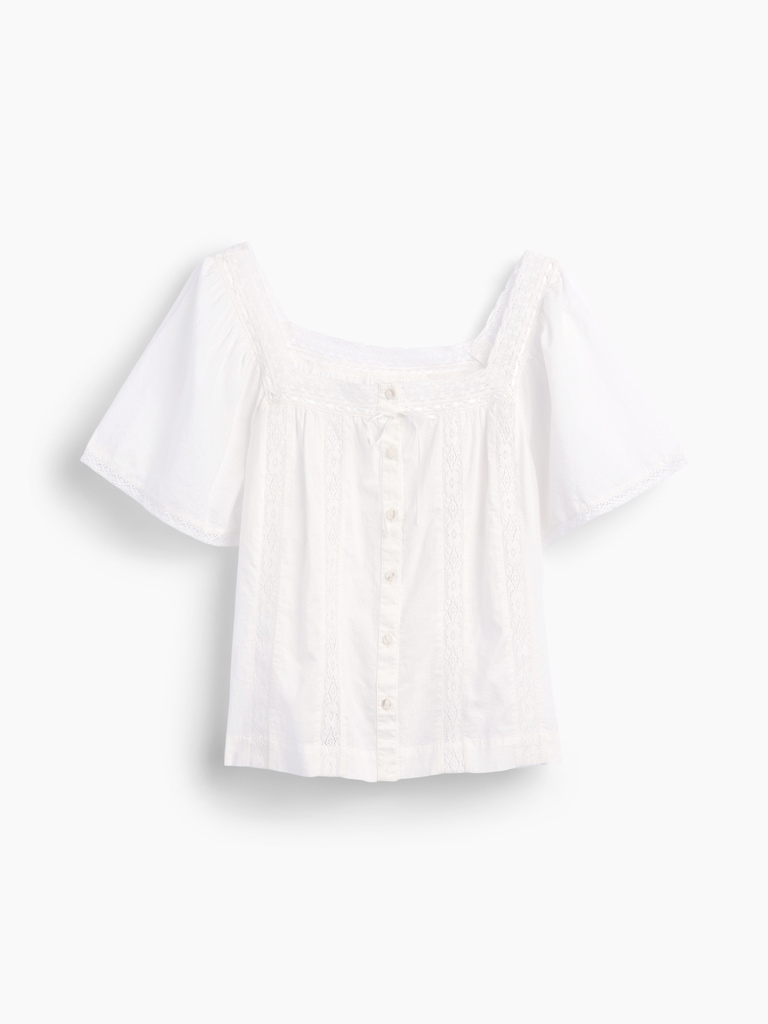 Lace-Trim Square-Neck Swing Top