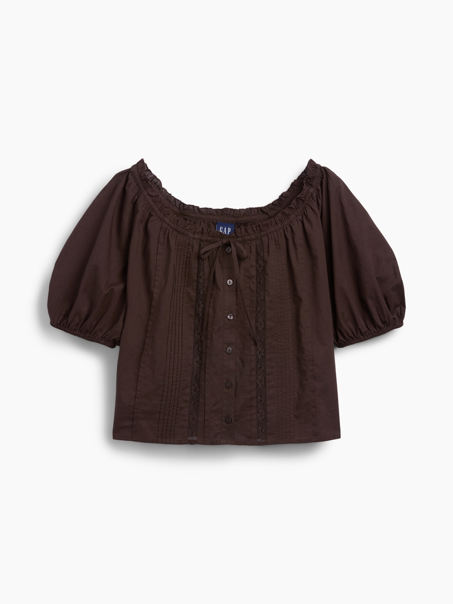 Elbow-Sleeve Crop Pintuck Top | Gap