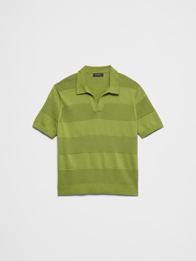 Mesh Striped Sweater Polo