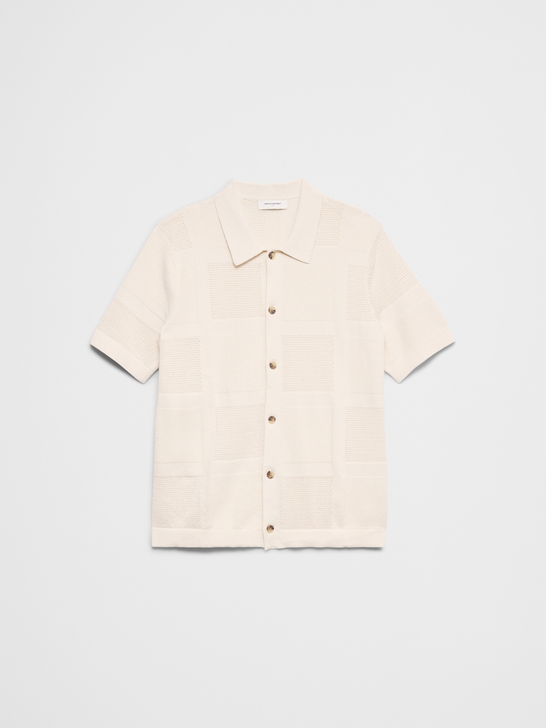 Mesh Patchwork Sweater Polo