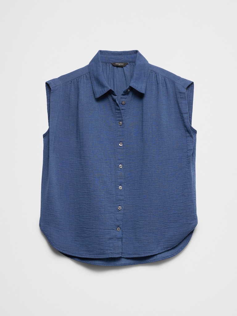 Gauze Soft-Gathered Shirt
