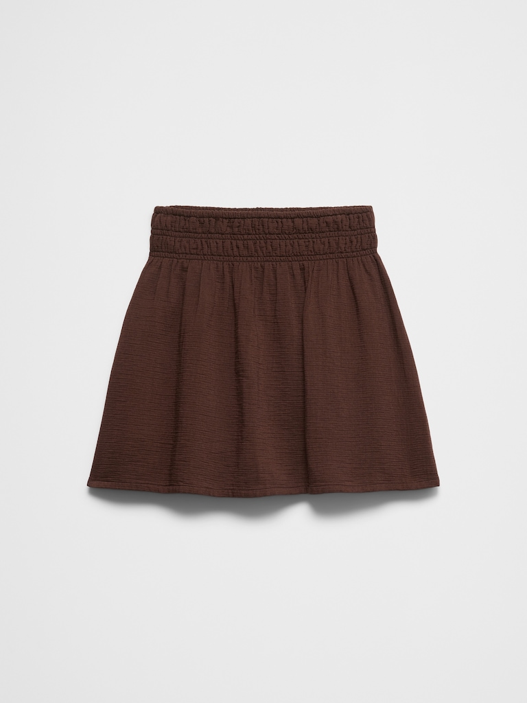 Gauze Smocked-Waist Mini Skirt