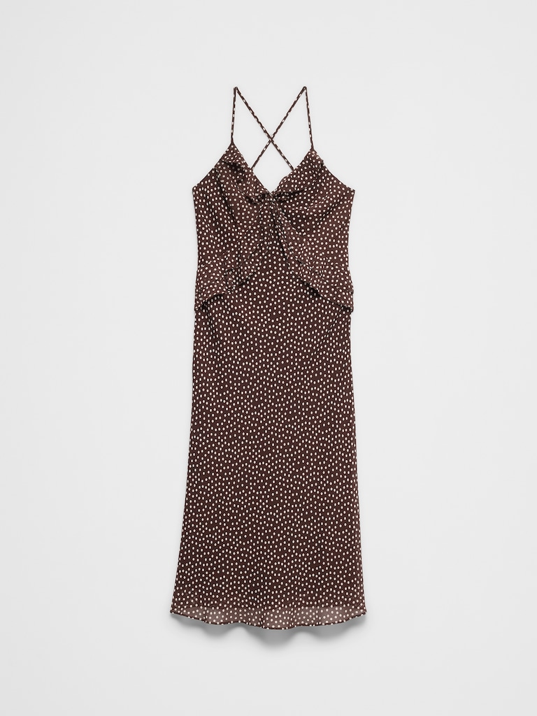 Chiffon Bias Ruffle Midi Dress