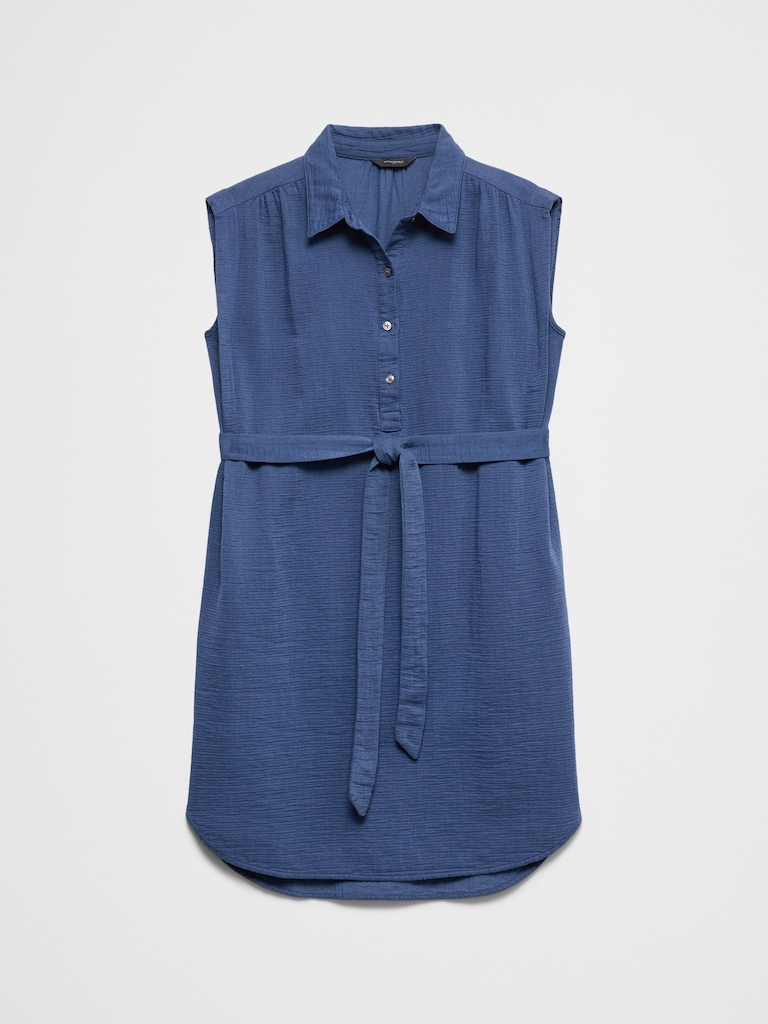 Gauze Above-Knee Shirtdress