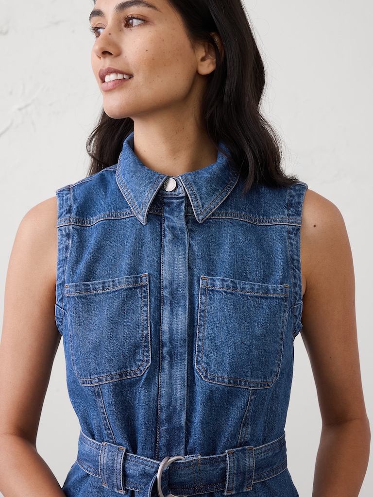 Patchwork Denim Utility Mini Dress