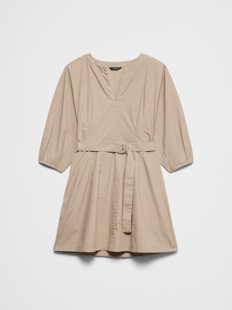 Split-Crewneck Above-Knee Dress