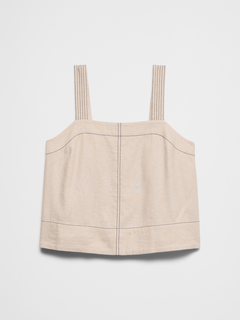 Linen-Blend Trapunto Tank