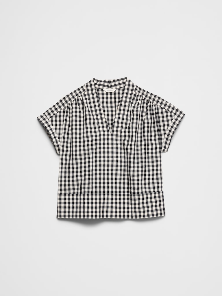 Gingham Split-Neck Top