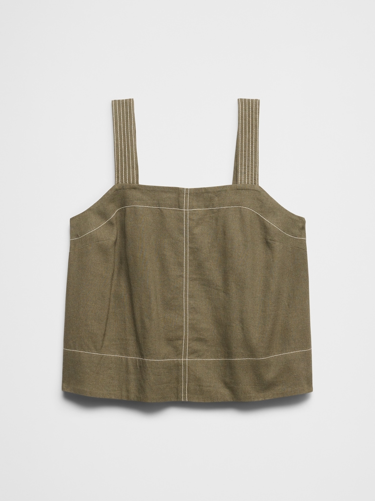 Linen-Blend Trapunto Tank