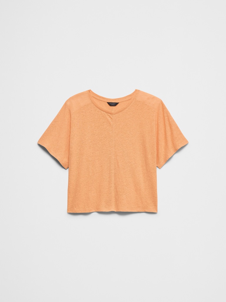 Linen-Blend Dolman-Sleeve T-Shirt