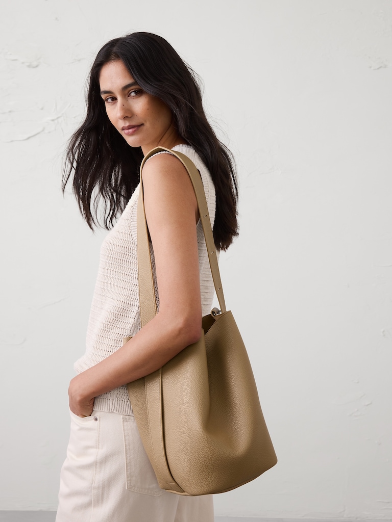 Vegan Leather Bucket Crossbody