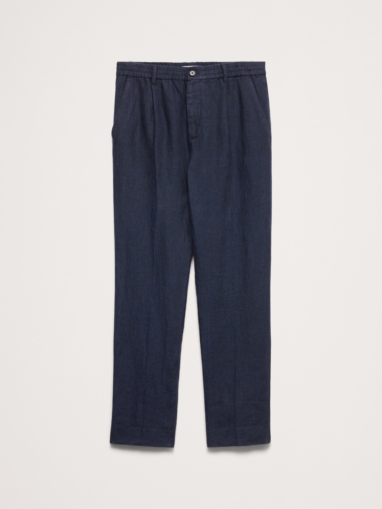 Straight Linen Pull-On Dress Pant