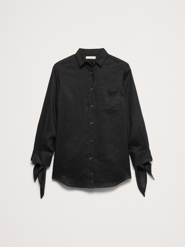 The Oversized Tie-Cuff Shirt in Linen