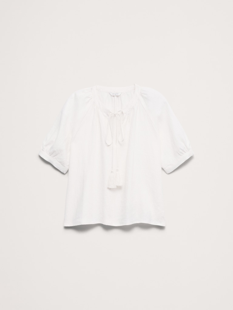 Linen Tassel-Tie Top