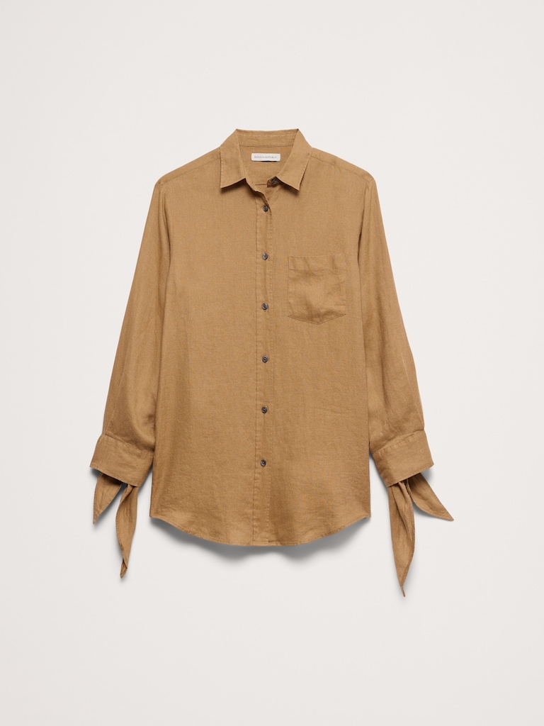 The Oversized Tie-Cuff Shirt in Linen