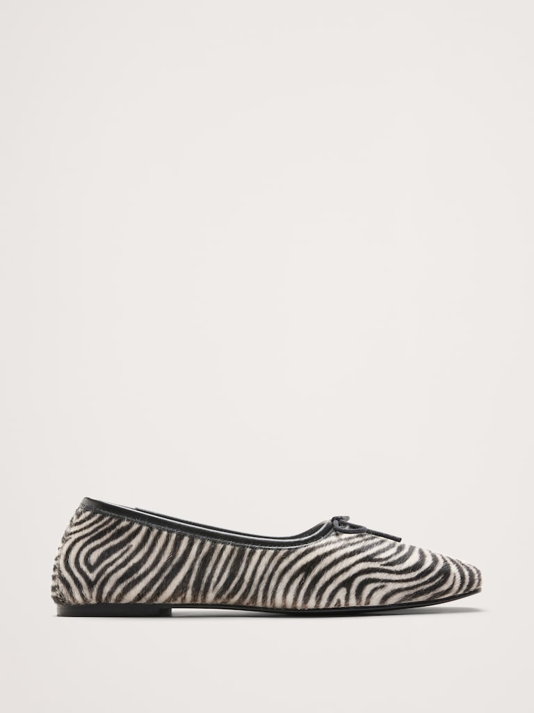 Jada Zebra Square-Toe Ballet Flat By Freda Salvador