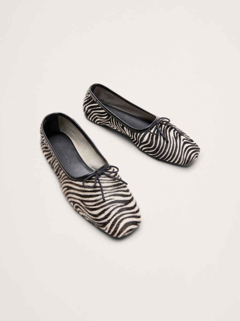 Jada Zebra Square-Toe Ballet Flat By Freda Salvador