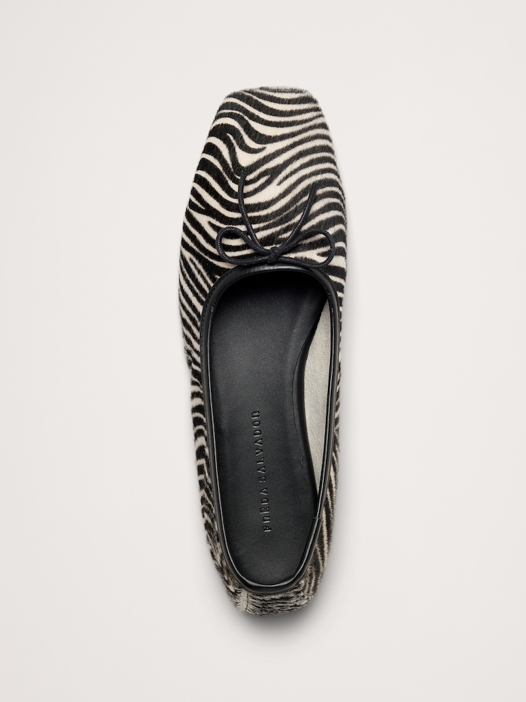 Jada Zebra Square-Toe Ballet Flat By Freda Salvador