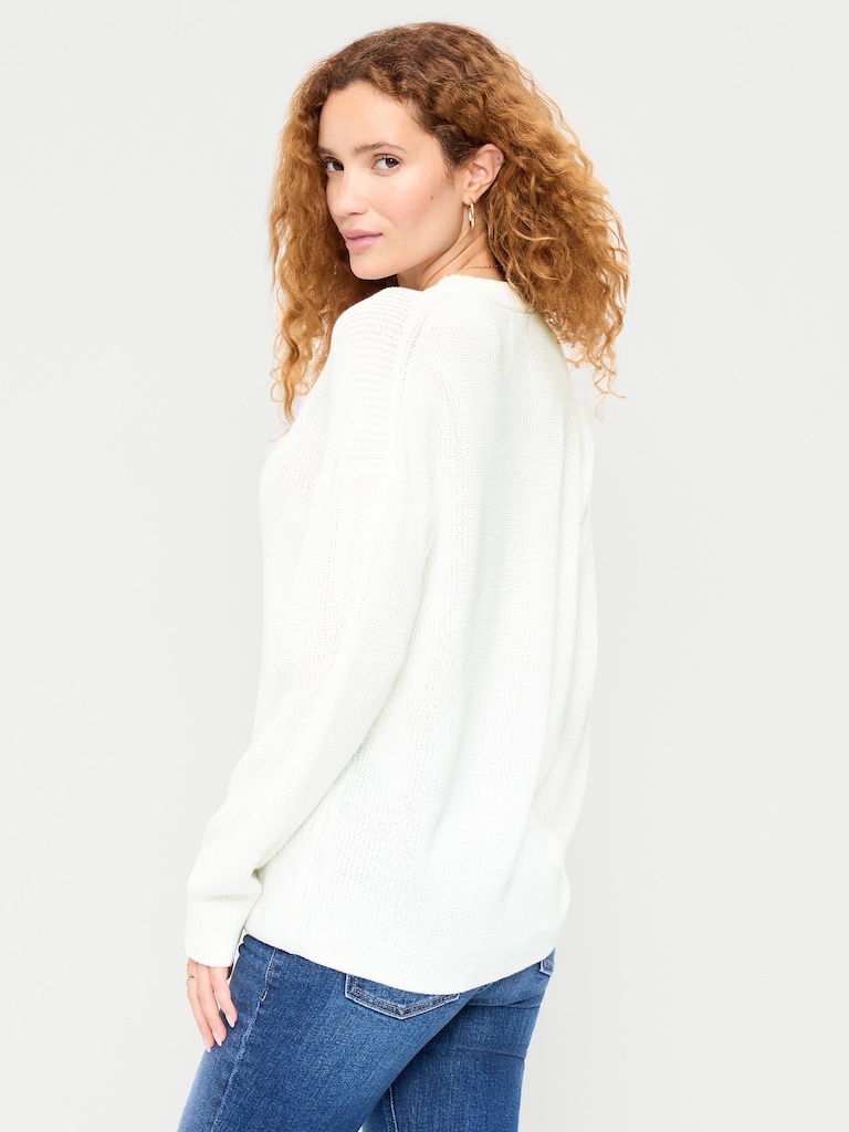 Crew-Neck Shaker Stitch Tunic Sweater