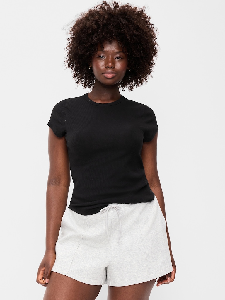 Fitted Crew-Neck Ribbed T-Shirt