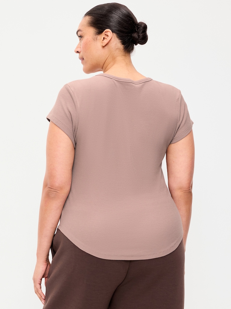 Fitted Crew-Neck Ribbed T-Shirt