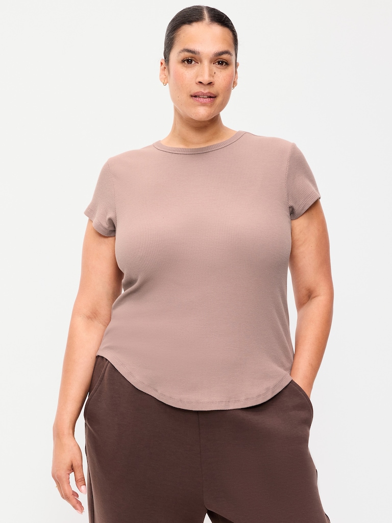 Fitted Crew-Neck Ribbed T-Shirt