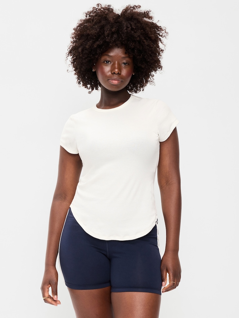 Fitted Crew-Neck Ribbed T-Shirt