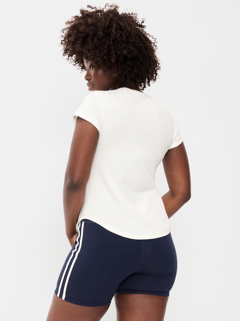 Fitted Crew-Neck Ribbed T-Shirt