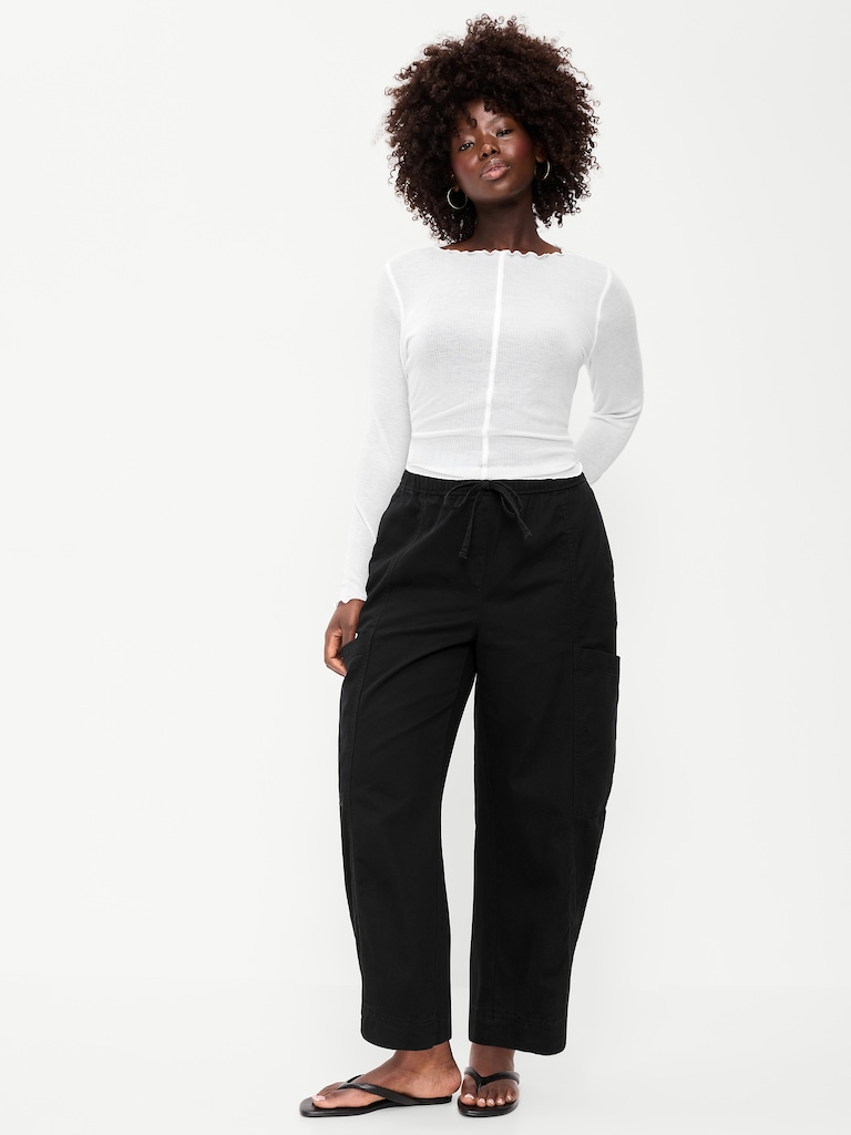 Mid-Rise Pull-On Utility Pants