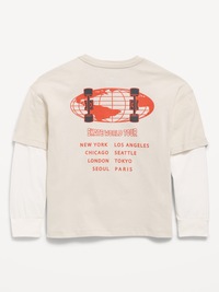 Oversized Long-Sleeve 2-In-1 Graphic T-Shirt for Boys