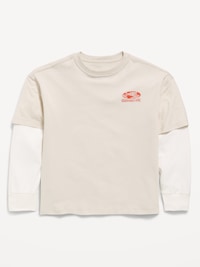 Oversized Long-Sleeve 2-In-1 Graphic T-Shirt for Boys