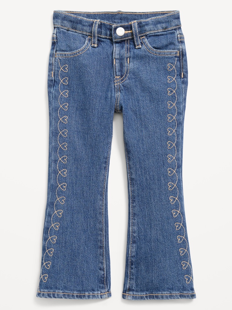 High-Waisted Embroidered Flare-Leg Jeans for Toddler Girls