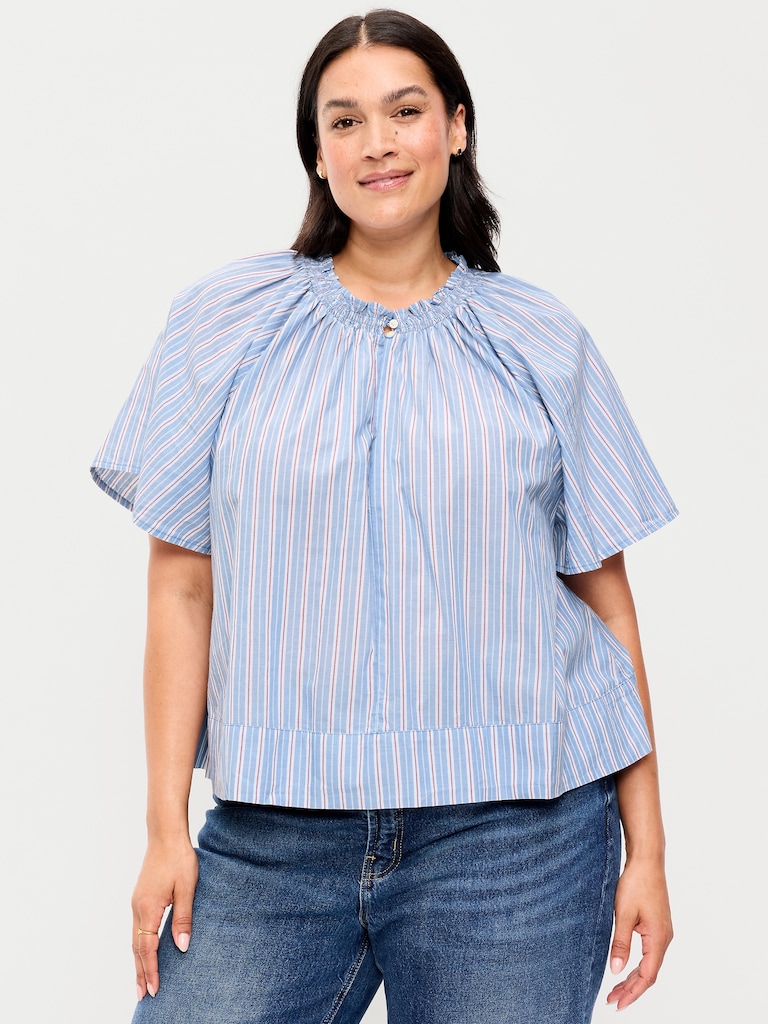 Loose Short-Sleeve Striped Top