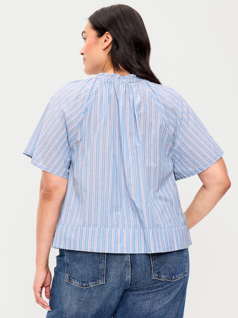 Loose Short-Sleeve Striped Top