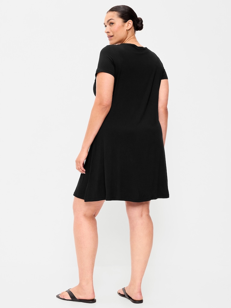 Short-Sleeve Mini Swing Dress